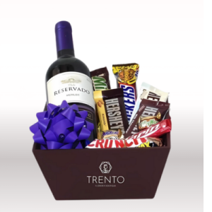 ARREGLO COMBO BOTELLA DE VINO CON CHOCOLATES