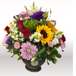 Arreglo Fantasía Floral Rosas con girasoles y flores mixtas