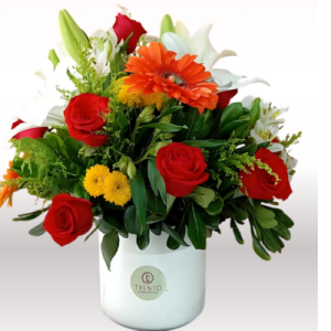 Arreglo María José Rosa, gerberas y follajes