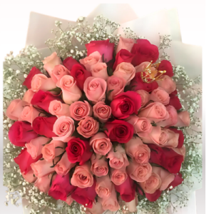 BOUQUET  GRETA 75 ROSAS, GYPSOFILIA