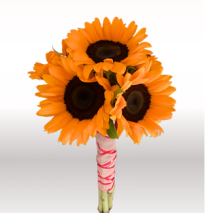Bouquet Resplandor de sol Girasoles y Malla decorativa