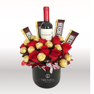 CAJA HAPPY BOX FLORES, BOTELLA Y CHOCOLATES