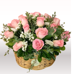 CANASTA MOM LOVE ROSAS ROSAS Y FOLLAJES VARIOS