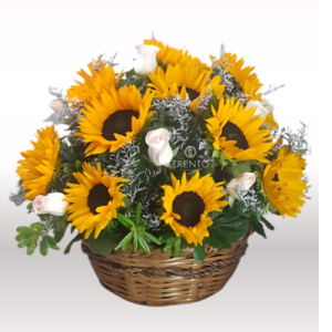 Canasta Bianca Girasoles y rosas