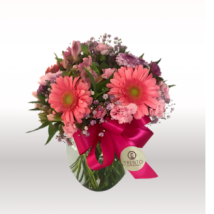 JARRÓN EXCITING FLOWERS GERBERAS CON FOLLAJES