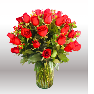 Jarrón Rebeca 50 rosas rojas