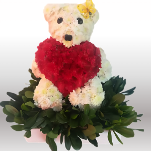 Intensa Pasión Oso con Corazón de flores