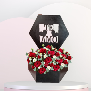Caja Eternamente Tuyo rosas rojas y claveles